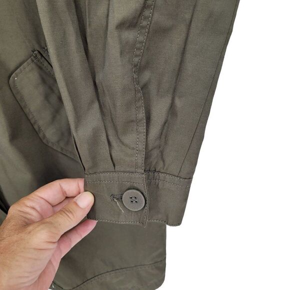 Kenneth Cole GIII Army Green Oversized Trench Raincoat S High Neck Mid Thigh - Picture 8 of 16